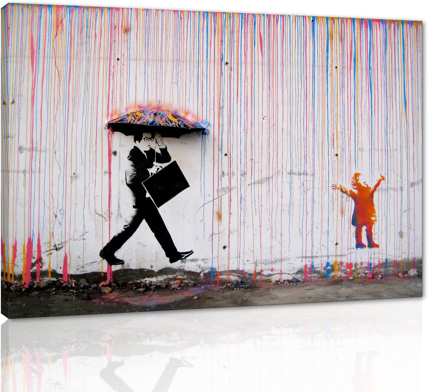 IDEA4WALL Canvas Print Wall Art Panda with Guns Banksy Spray Paint