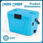 Barara King Insulated Portable Hard Shell Cooler Ice Chest with 2 Built-in Cup Holders for Outdoor Camping Beach Picnic and Road Trip, Blue