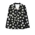 thumbnail image 5 of qelini Womens Pajama Set 2 Piece Printed Lapel Long Sleeve Shirt and Pant with Pocket Loungewear Soft Fancy Sleepwear, 5 of 7