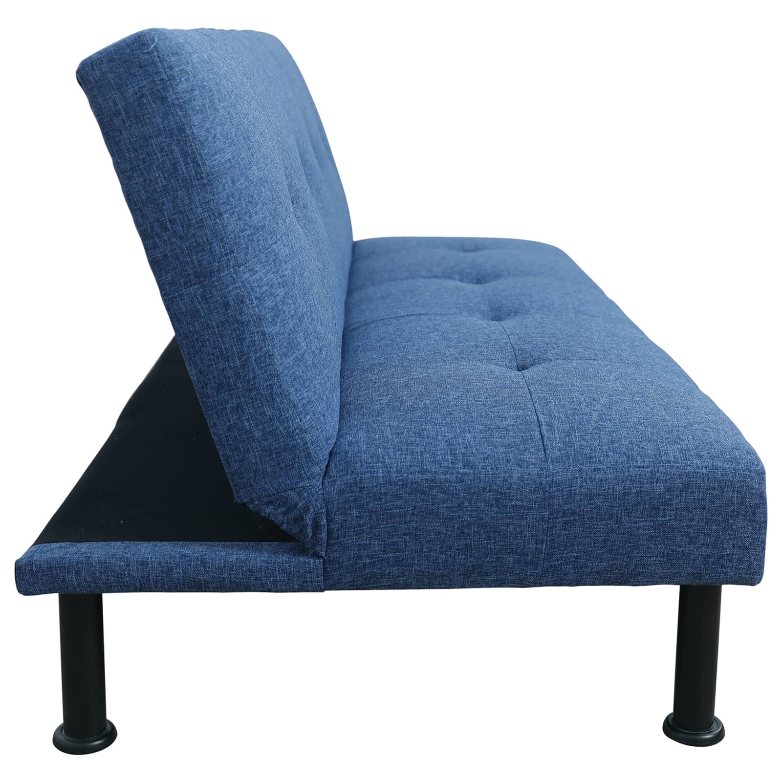 Convertible Futon Sofa Bed Linen Loveseat Adjustable Sleeper Sofa Couch for Living Room Small Apartment,Blue