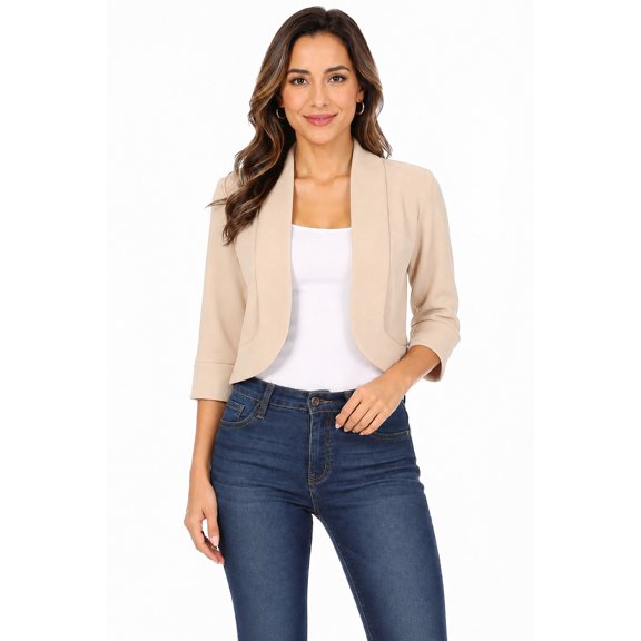 Women's Casual 3/4 Sleeve Bolero Open Front Cardigan Jacket