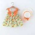 thumbnail image 2 of EnJoCho toddler Party Dress Baby Girls 6M-3Y Sleeveless Bowknot Floral Printed Suspenders Princess Dress Hat Set Children Cute Stylish Party Dresses, 2 of 6
