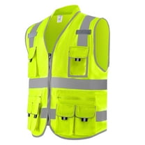 Lightweight Reflective Safety Vest for Men & Women - 10-Pocket Work Vest for Night Visibility
