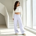 thumbnail image 6 of Nestiefly Sweatpants Women Baggy Wide Leg Pants with Pockets | Straight Leg High Waisted Fleece Fall Winter Sweatpants White 2XL, 6 of 6