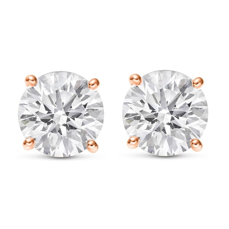 0.75 Carat 14K Rose Gold IGI Certified LAB GROWN Round Cut Diamond Earrings 4 Prong Push Back Value Collection for Women (D-E COLOR, VS1-VS2 CLARITY)