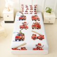 thumbnail image 3 of Castle Fairy Watercolor Fire Truck Twin Sheet Sets 3pcs for Teens, Animal Driver Print Bedding for Toddler Bedroom, Red White, 3 of 6