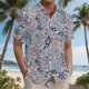 thumbnail image 3 of Blusa y camisa de manga corta con cuello vuelto para hombre, camisa hawaiana informal con estampado floral, camisa de manga corta con solapa, blusa, camisa de poliéster para hombre, 3 of 6