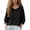 C-Black249, variant on Button Up Shirts Women Crew Neck T Shirt Casual Solid Color 3/4 Sleeve Linen Basic Top Summer Beach Vacation Clothes Versatile Tops