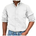 thumbnail image 1 of Men's Solid Color Button Long Sleeve Shirt - Polyester Cotton, Fashion Casual Top, 1 of 1