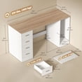 thumbnail image 2 of 55" Computer Desk with 4 Reversible Drawers and Mobile CPU Stand, White Wood Grain Office Desk with Adjustable Shelf for Home Study, Bedroom, and Professional Workspace, 2 of 7