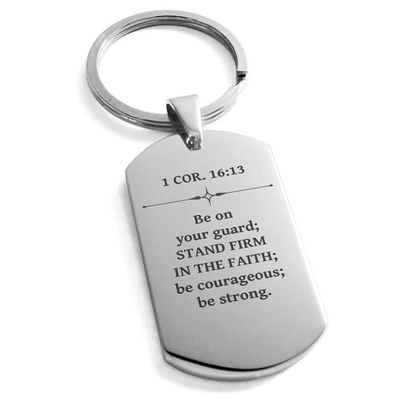 Tioneer Stainless Steel Stand Firm In The Faith 1 Corinthians 16:13 Dog Tag Celtic Keychain Keyring