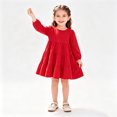 thumbnail image 2 of Dresses for Girls Cute Party Long Sleeve Tiered Ruffle Swing Dress for Girls Crew Neck A-Line Fall Trendy Dresses Red, 2 of 10