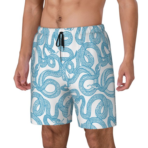 Balery Blue Snake Bañador para hombre, shorts de playa de secado rápido con entrepierna y forro de compresión-XX-Large