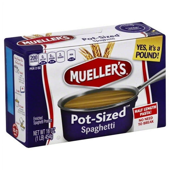 Mueller's Pot-Sized Sodium-Free, Cholesterol-Free Spaghetti Pasta, 16 oz (Shelf-Stable)