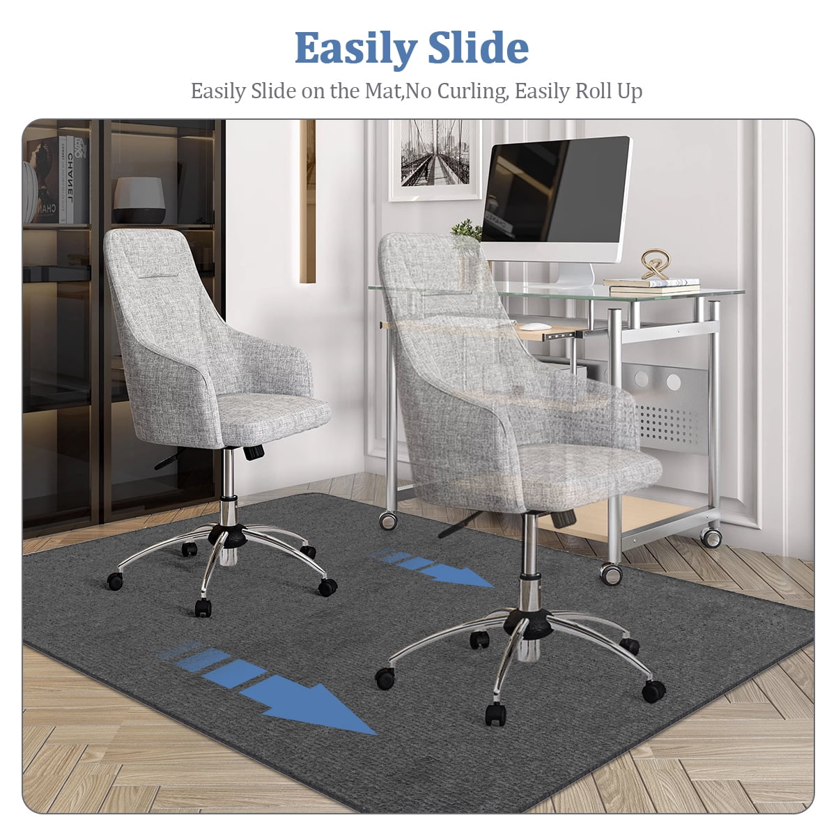 GPED Office Chair Mat for Hardwood Floor, 55"x35" Desk Chair Mat, Anti-Slip Floor Protector, Under Desk Low-Pile Office Rug Floor Mat for Office, Home