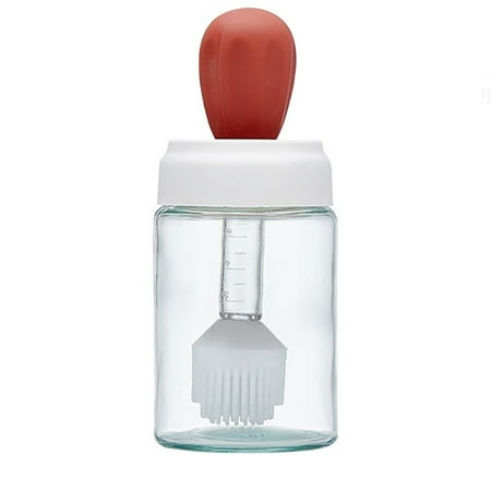 

JCWRYPS Kitchen Supplies Oil Dispenser with Brush Glass Olive Oil Dispenser for Kitchen 2 in 4 Oil Dispenser Bottle with Silicone Basting Brush for Cooking Vinegar Bbq Grill Frying (Red)