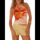 thumbnail image 1 of Top Corto Sin Mangas con Cuello Halter Y2K para Mujer, Estampado Floral, Espalda Abierta, Estilo Urbano de Verano Amarillo XL, 1 of 9