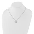 thumbnail image 4 of 925 Sterling Silver Cable Necklace with Pendants Chain White Ice 18 Inch Textured Polished and Satin Triangle Diamond 2 Extender 20 16 mm, 4 of 7