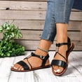 thumbnail image 5 of Summer Sandals For Women Boho Flat Heel Open Toe Ankle Straps Solid Color High Heel Shoes for Women Casual Outdoor Beach Vacation Holiday Fashion Black 42, 5 of 6