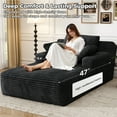 thumbnail image 6 of 67'' Oversized Chaise Lounge Chair, Cloud Plush Corduroy Sofa Bed for Living Room, Modern Deep Seat Sleeper Couch with Back Cushion, No Assembly Required, (Deep Black), 6 of 15