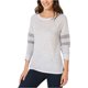 thumbnail image 2 of INC Playera básica Varsity Stripe para mujer, gris, extragrande, 2 of 2
