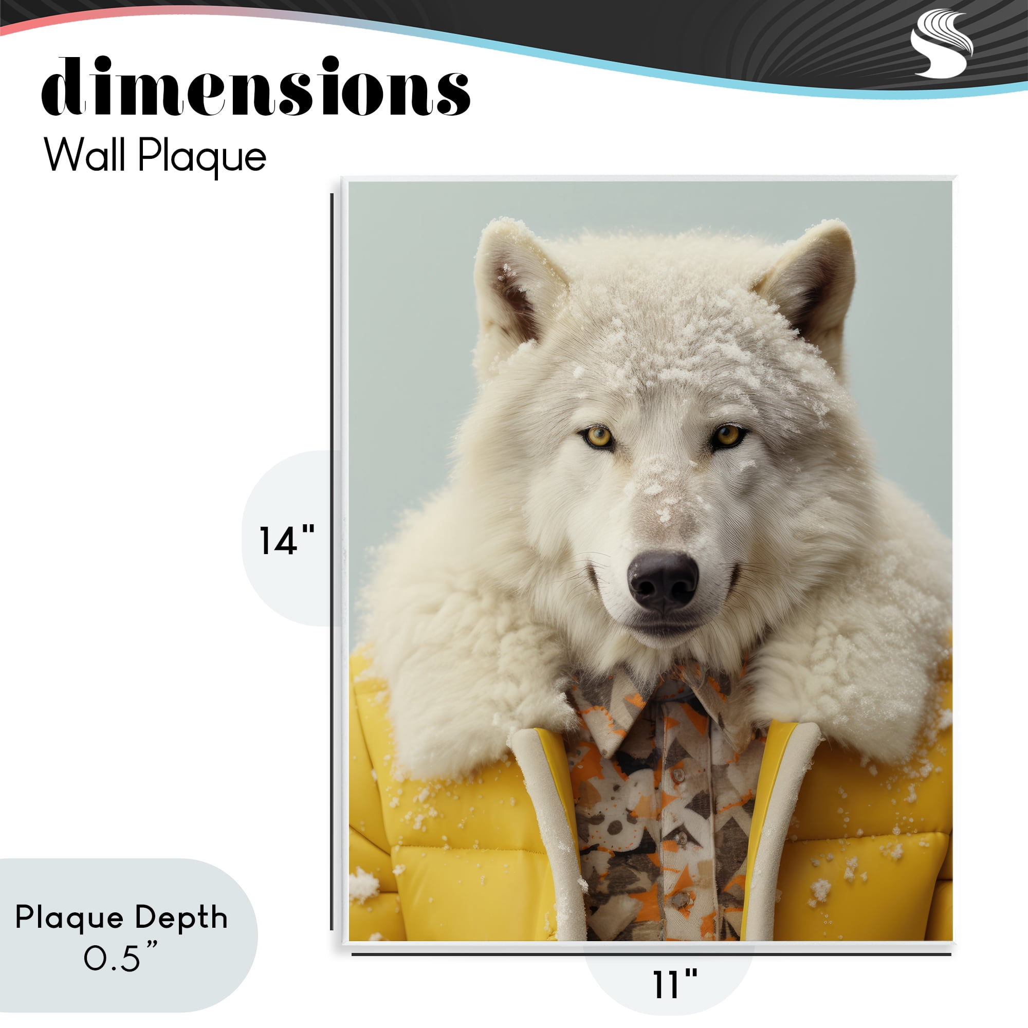 Stupell Industries Snow Wolf Yellow Jacket Wall Plaque Art, design by Ray Powers