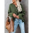 thumbnail image 5 of Contrast Half Button Down Sweater Green X-Large, 5 of 5