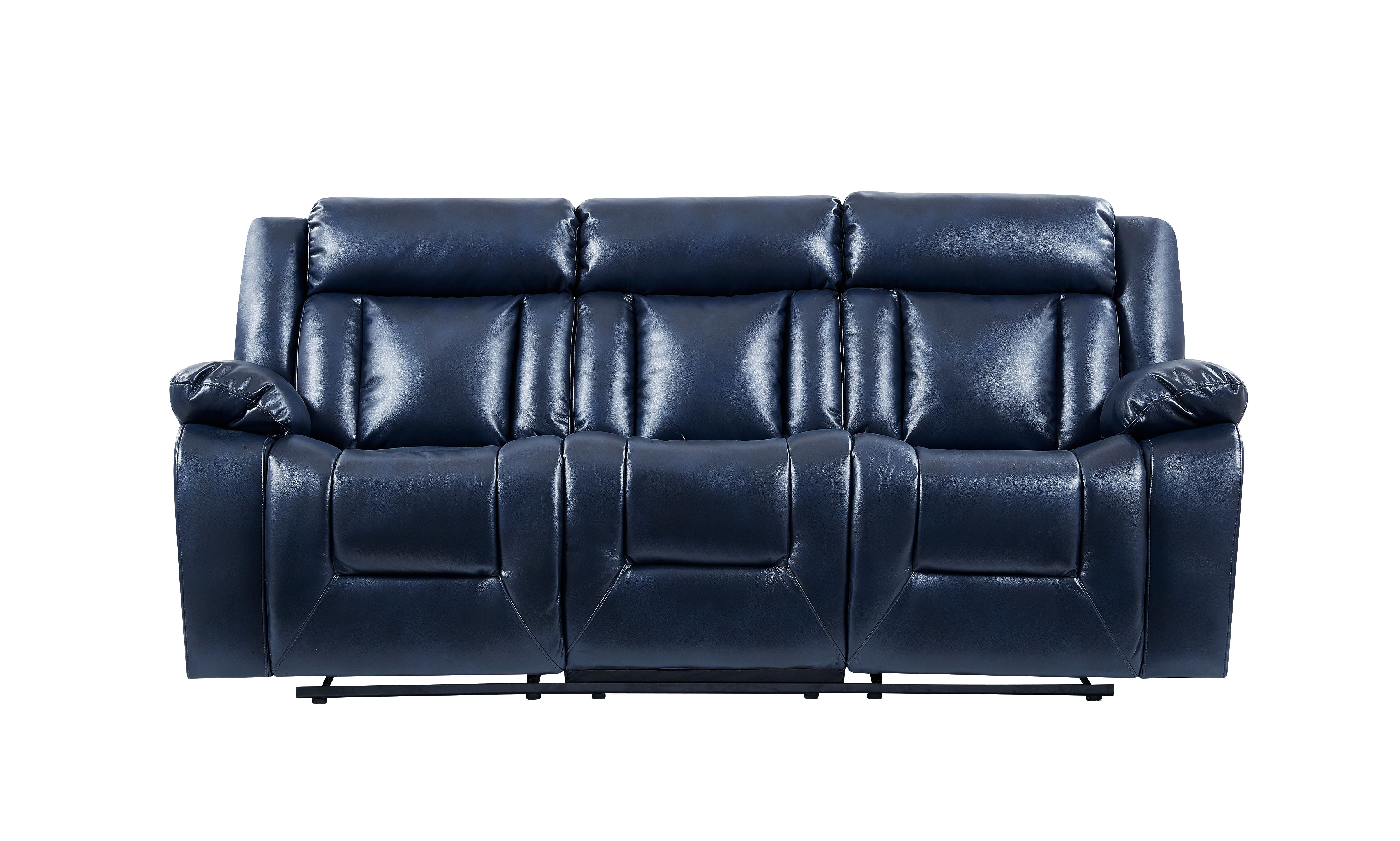 Global Furniture Navy Blue Reclining Sofa