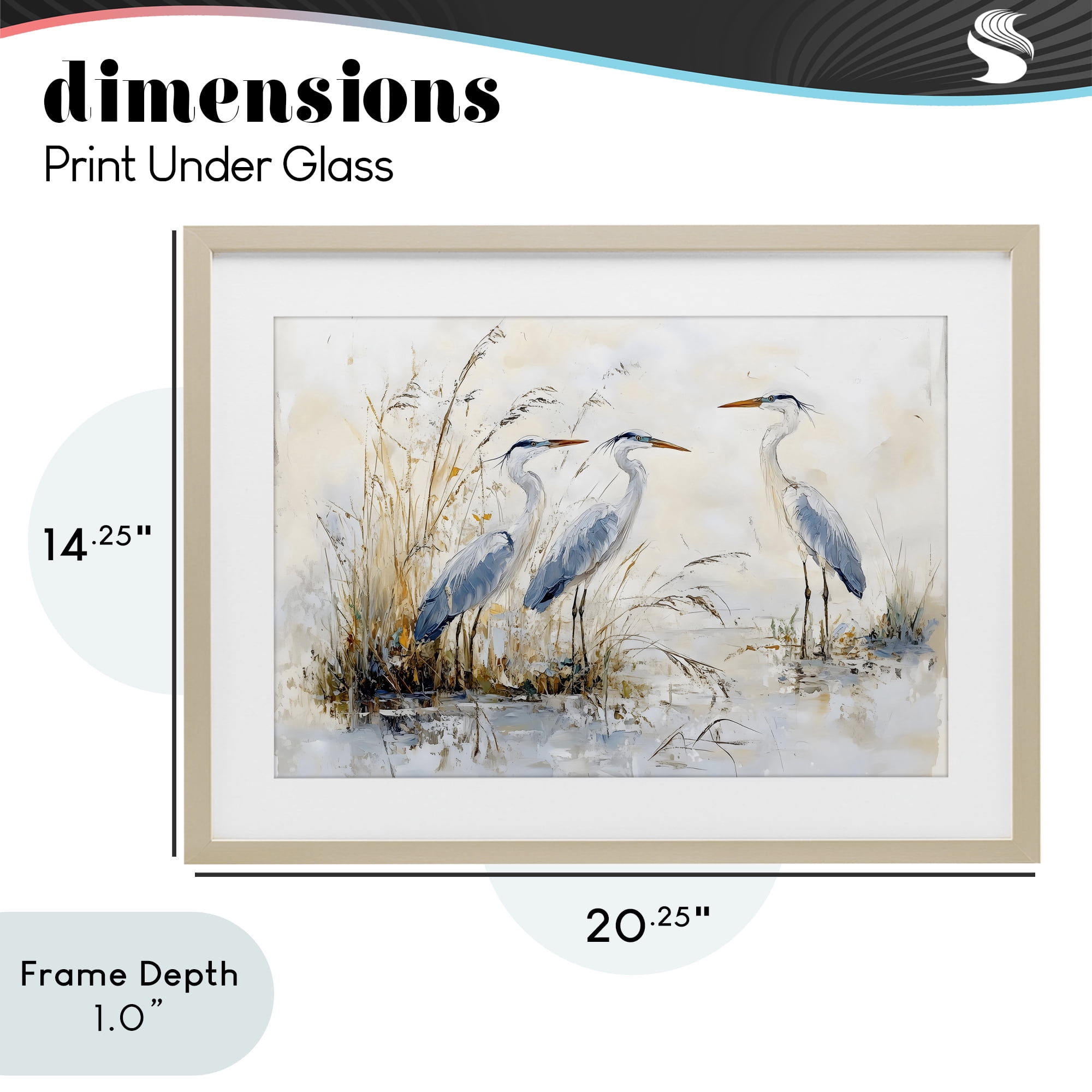 Stupell Industries Blue Heron Trio in Wetlands Birch Framed Print Under Glass, design by LSR Design Studio