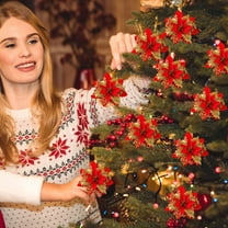 XYAIYT 6 pc Christmas Tree Floral Picks Artificial Flowers Clip On Holiday Decorations Durable Long Lasting Simulation Flowers for Wreaths Garlands Table Centerpieces Red 3.9in