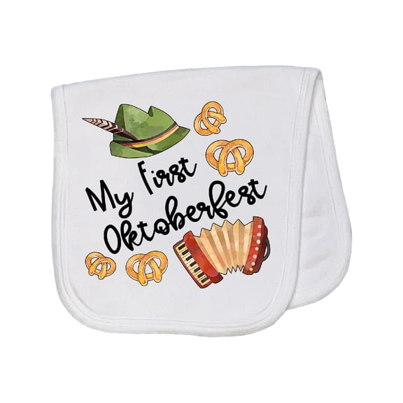 Inktastic My 1st Oktoberfest Green Hat Accordion and Pretzels Baby Burp Cloth