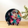 thumbnail image 6 of Yiaed Vibrant Street Art Portrait Print Bone China Decorative Plate Ceramic Dinner Plates Art Crafts with Display Stand-7in, 6 of 6