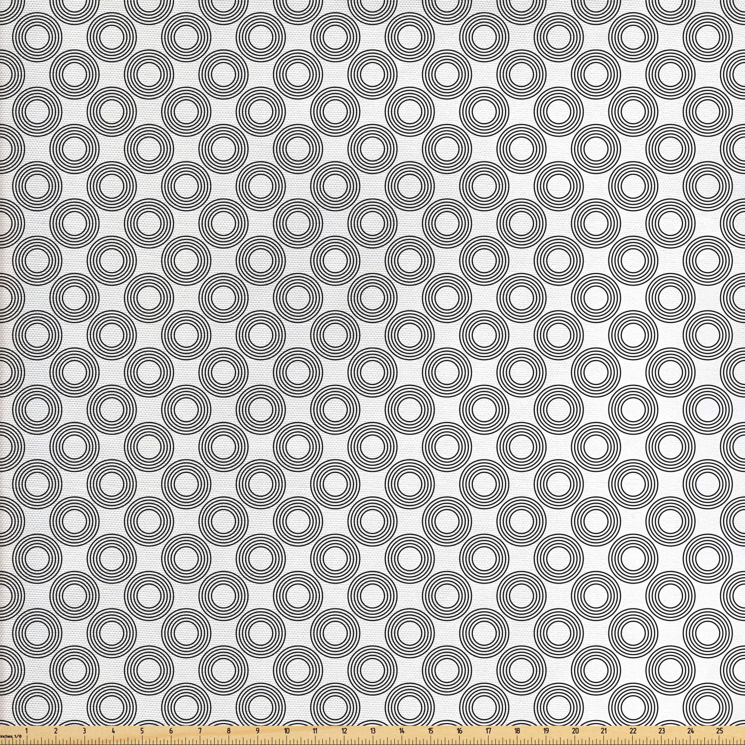 Geometric Circle Fabric by the Yard, Vinyl Records Inspired Concentric Rings Curve Grids Art