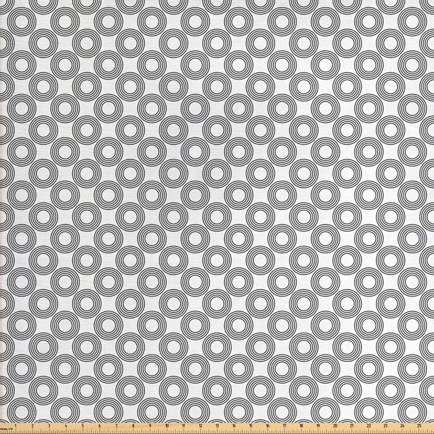 Geometric Circle Fabric by the Yard, Vinyl Records Inspired Concentric Rings Curve Grids Art