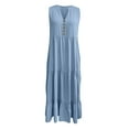 thumbnail image 7 of IROINNID Below The Knee Dress For Women Solid Color Fashion Spring, Summer And Autumn Casual One-shoulder Dress Sleeveless V-Neck A-Line Dress, 7 of 7