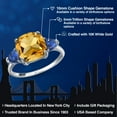 thumbnail image 2 of Gem Stone King 10K White Gold Yellow Citrine and Blue Created Sapphire Engagement Ring for Women | 4.68 Cttw | Cushion 10MM | Gemstone November Birthstone | Size 9, 2 of 6