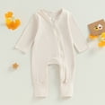 thumbnail image 7 of Okbabeha Newborn Zipper Romper Unisex Baby Girl Boy Long Sleeve Crewneck Zip Up Onesie Jumpsuit Onepiece Playsuit Fall Clothes, 7 of 7