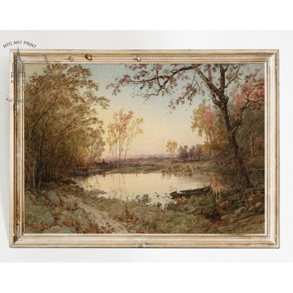 Kna Prints - 1 Pc Poster Autumn Landscape Wall Art, Fall Painting, Vintage Autumn Printable Wall Art, Fall Decor, Thanksgiving Decor, Landscape On Hudson New York, UNFRAMED-8x12