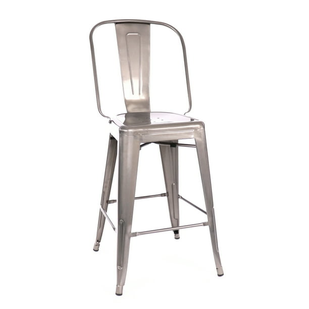 Design Lab MN LS9112GUN Dreux Gunmetal High Back Counter Chair Set of 4