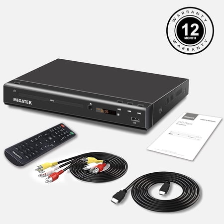 Region-Free DVD Player for TV with HDMI Connection (1080p Full-HD Upscaling), Home CD Player, USB Port, AV/Coaxial Outputs, Slim Midsize Design, Metal Case