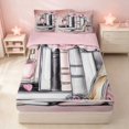 thumbnail image 2 of Erosebridal Chic Cosmetics Zipper Twin Comforter Sets with Fitted Sheet and 2 Pillowcases for Girls, Highheels Perfume Print Zipper Bedding Set, Pink Reversible, 2 of 7