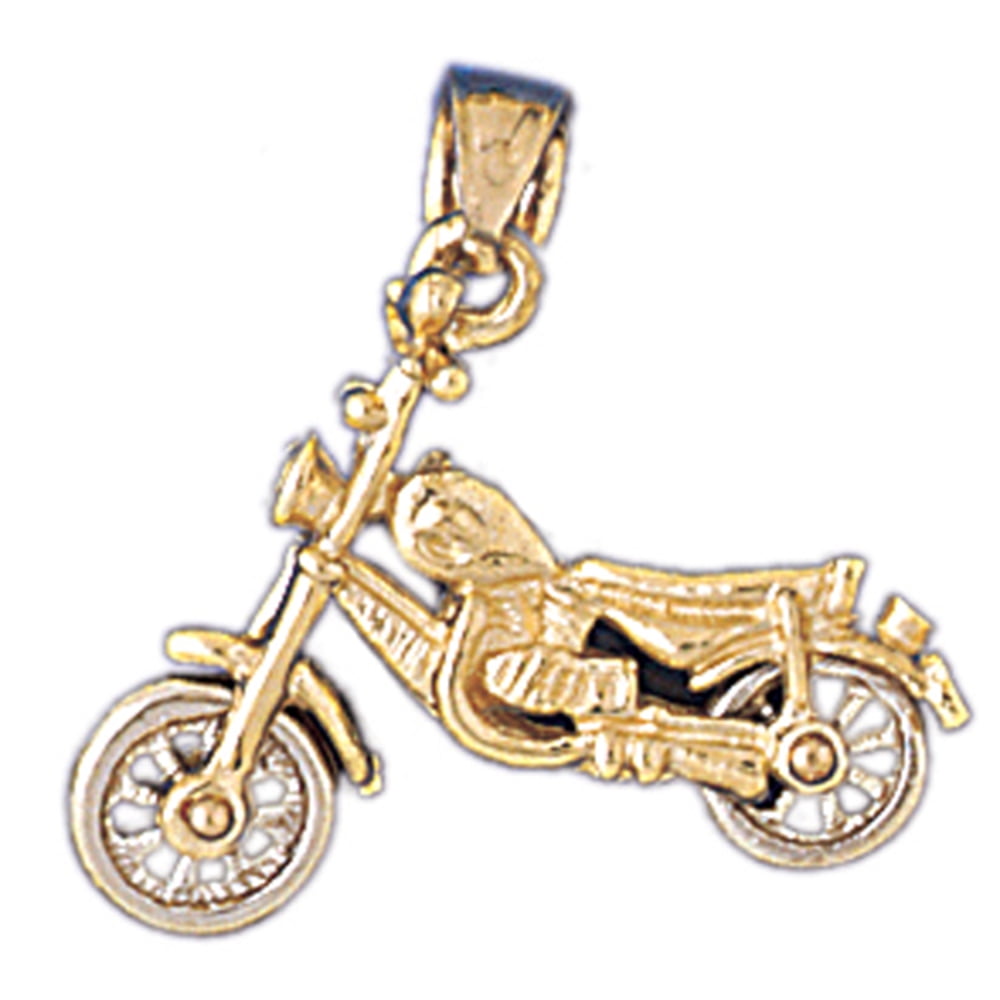 14K Yellow Gold Motorcycle Pendant Jewels Obsession Motorcycle Charm Pendant 10 mm