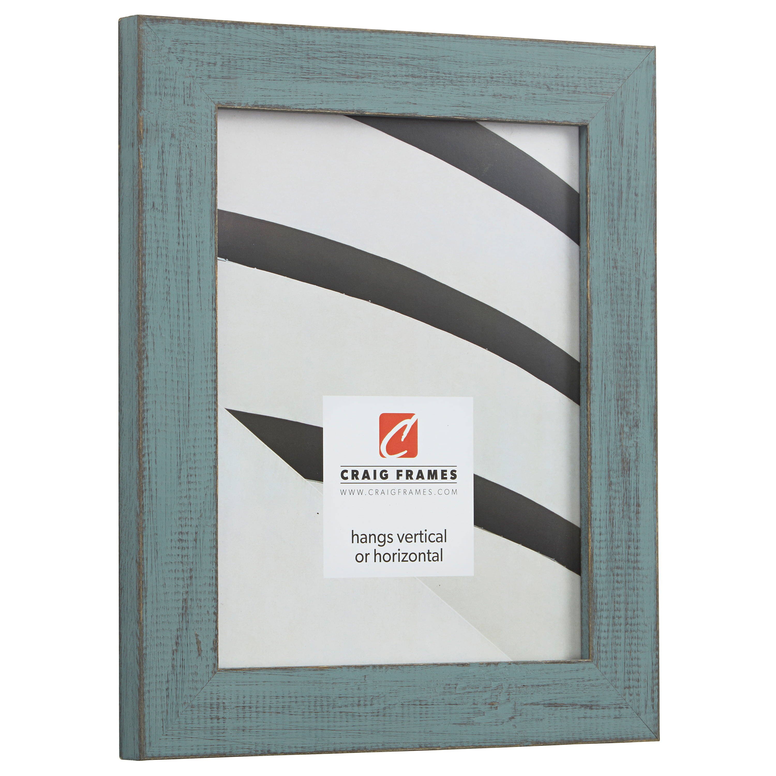 Craig Frames Jasper 1.5" Distressed Country Blue Picture Frame With a Mat 