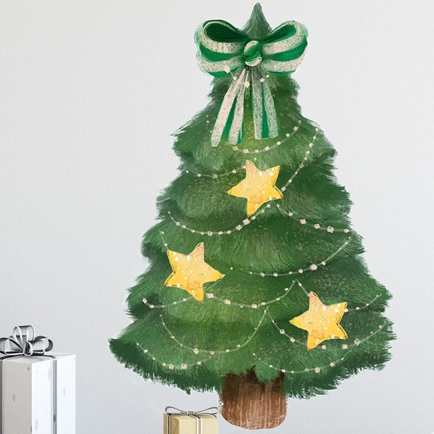 Chimenea falsa de Feliz Navidad con fuego, pegatinas de pared de regalo de Navidad para sala de estar, cocina, habitación, decoración del hogar, pegatina decorativa