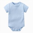 thumbnail image 2 of TOWED22 Infant Romper Solid Color One Piece Onesie Short Sleeve Summer Clothes for 0~12M Baby Light Blue,6-9 M, 2 of 9