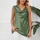 thumbnail image 5 of Camiseta sin mangas de verano para mujer, cuello vuelto, sin mangas, suelta, informal, elegante, básica, OD verde L, 5 of 8