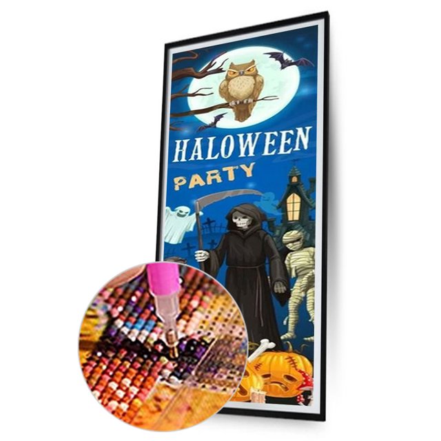 Cuadros Decorativos Kits de pintura de diamante 5D DIY Taladro redondo completo Imagen de mosaico de Halloween (Y638) Tmvgtek embutido en tela