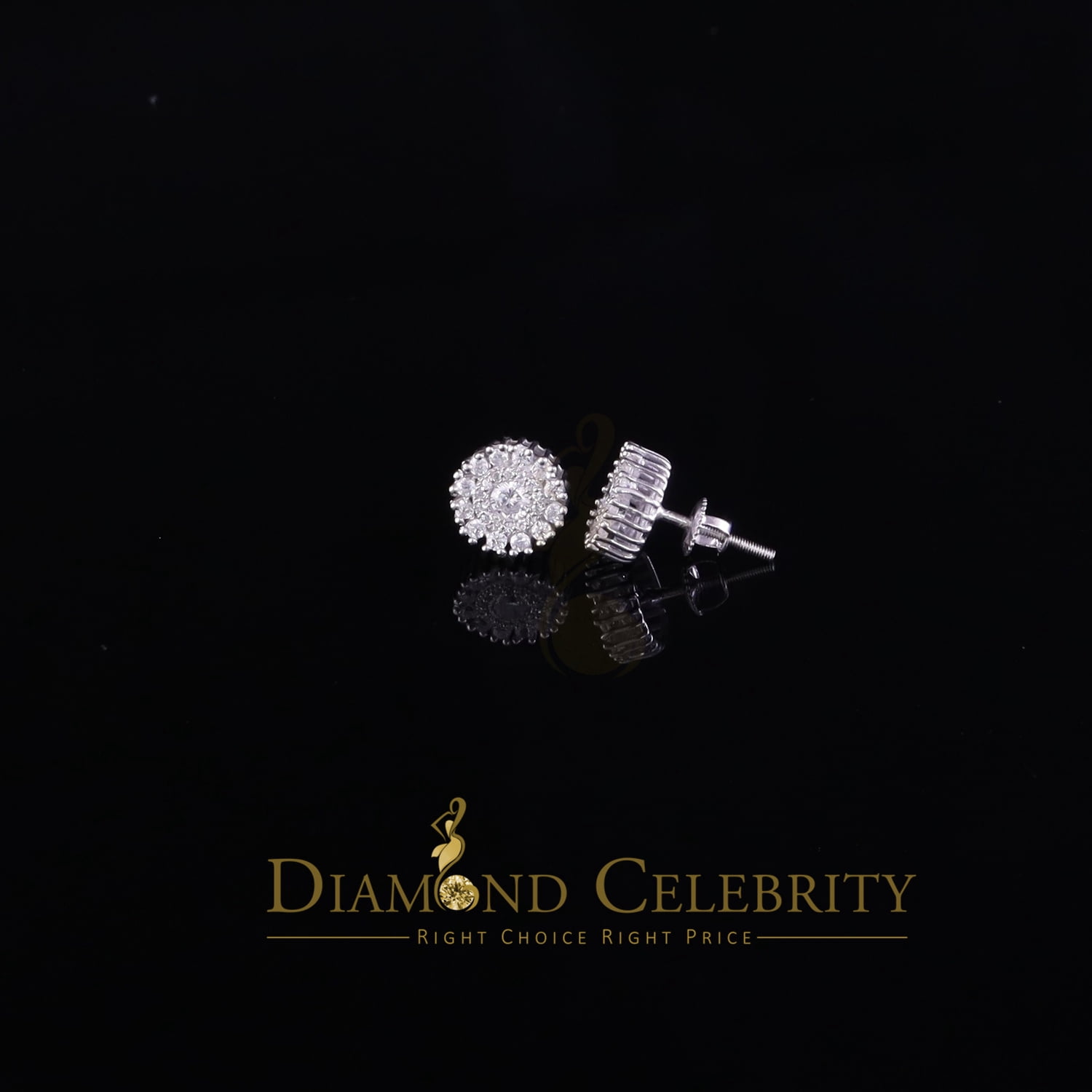 King of Blings Floral Stud White D Moissanite Earrings 1.00 ct. t.w. 925 Sterling, Sterling Silver