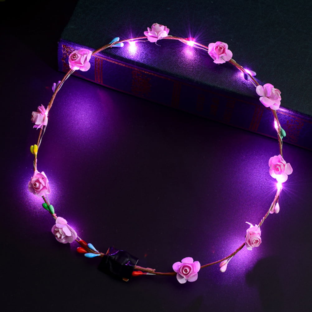 LED Flower Floral Hairband Garland Crown Glowing Wreath Wedding Party Headband