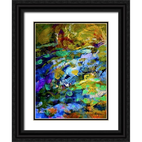 Fagan, Dorothy 12x14 Black Ornate Wood Framed with Double Matting Museum Art Print Titled - Chrysalis Liquid II
